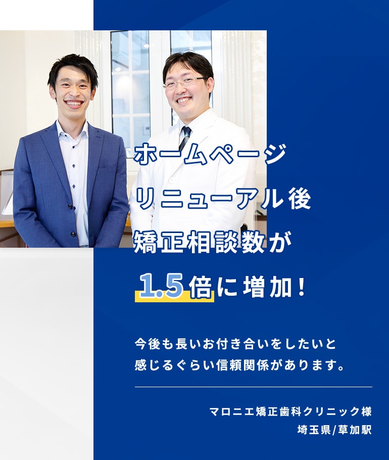 ホームページリニューアル後矯正相談数が1.5倍に増加!